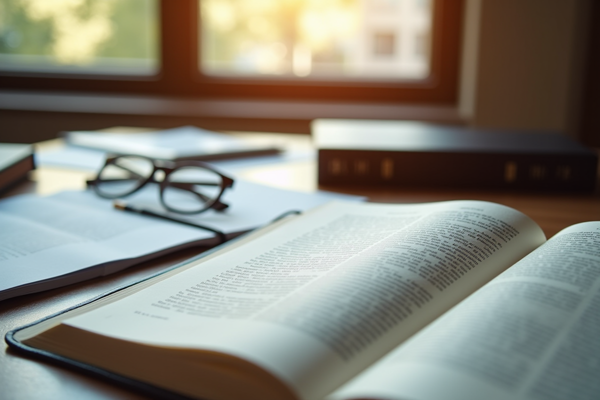Bureau d'avocat avec code civil français et documents