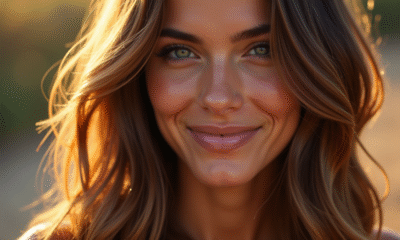 Femme aux cheveux brillants et sains en gros plan
