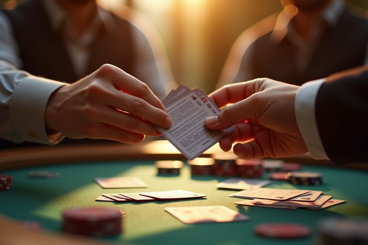 Main échangeant des cartes lors d
