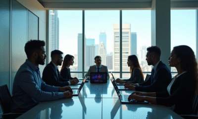 Groupe de professionnels en réunion dans un bureau moderne