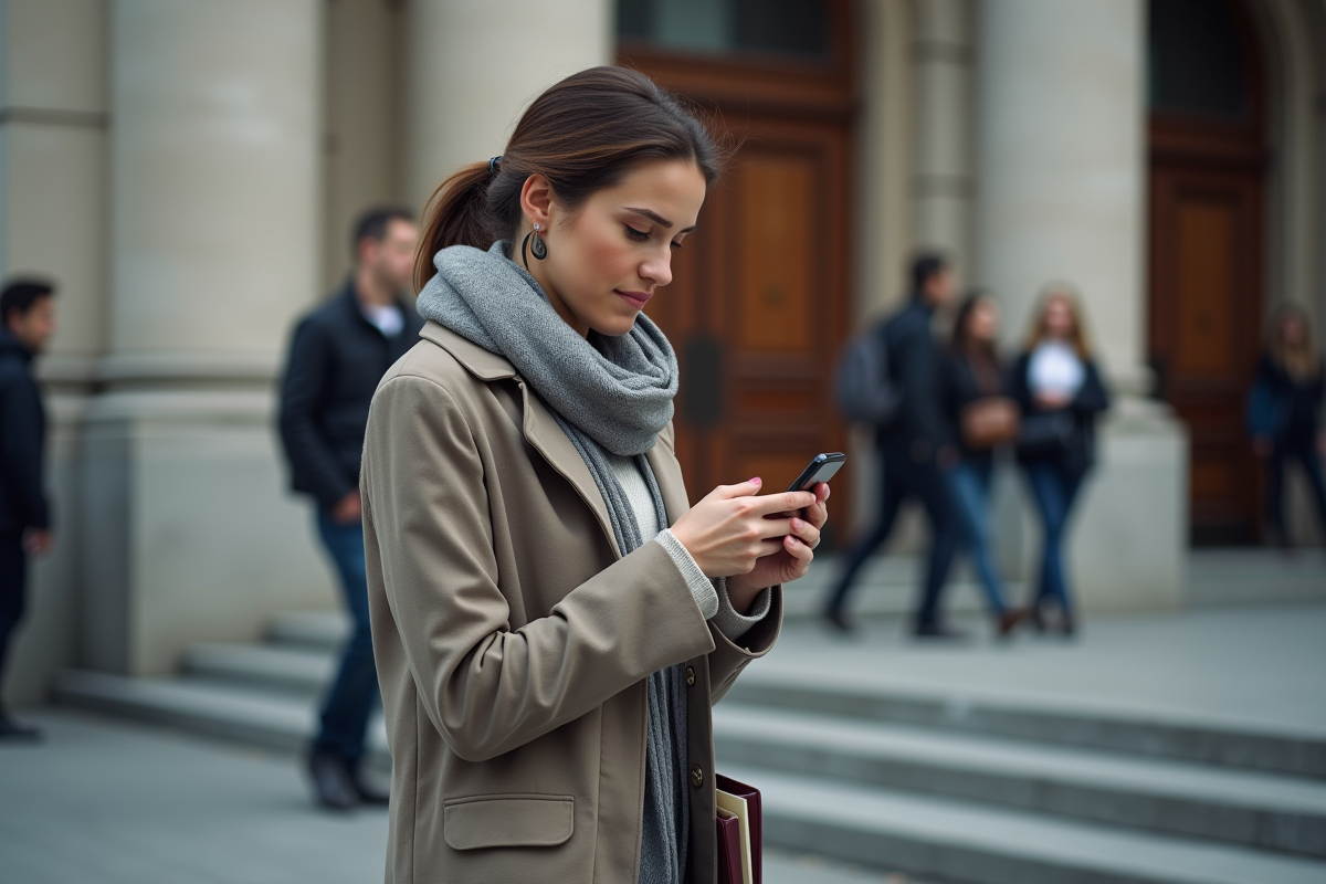 Jeune femme dans la rue près d