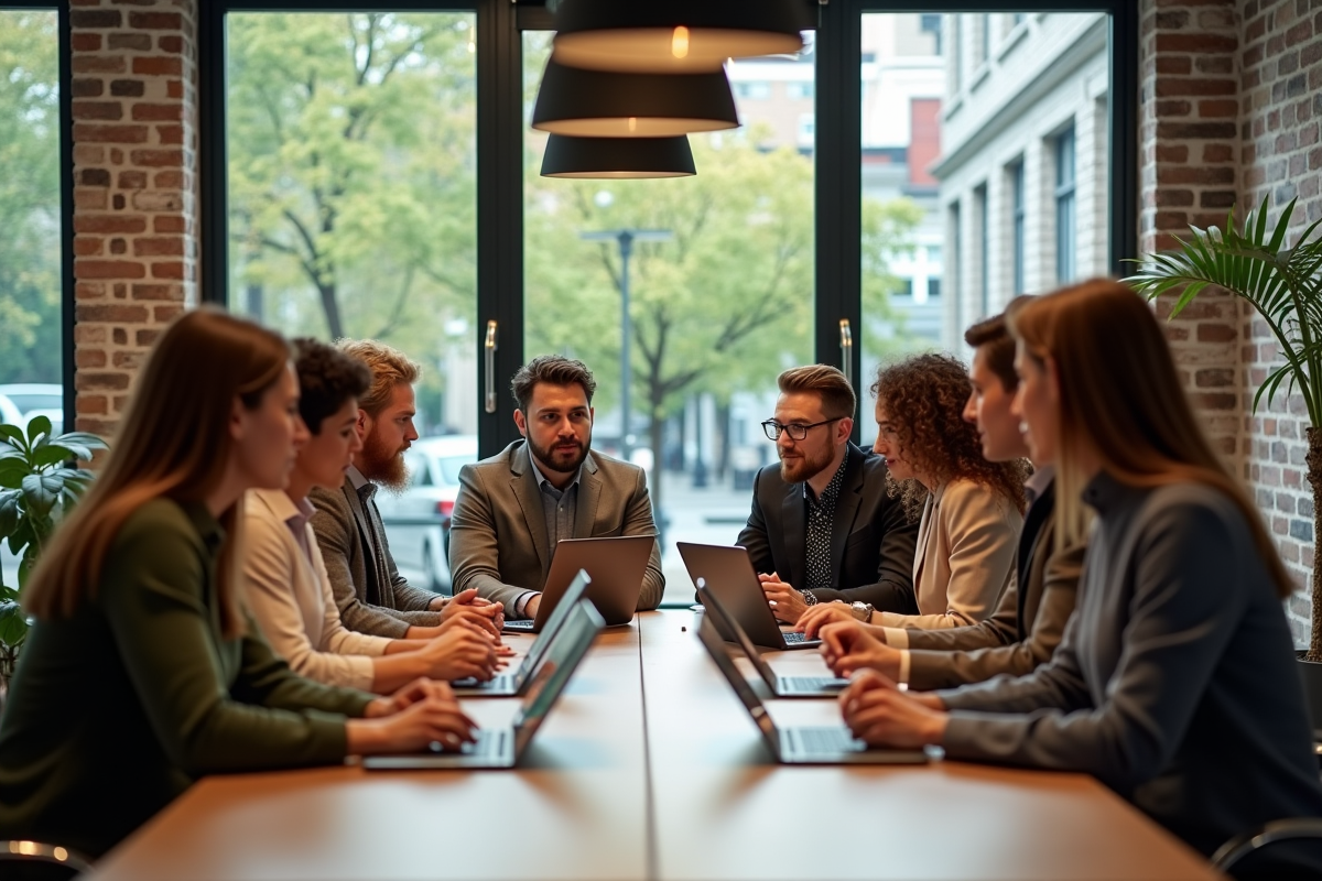 Groupe de professionnels en mode durable lors d